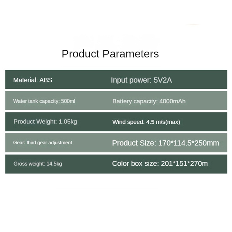1 Bộ Quạt Làm Mát Phun Sương Làm Mát Để Bàn Kích Thước Nhỏ Bằng ABS Yên Tĩnh Có Cổng Sạc USB