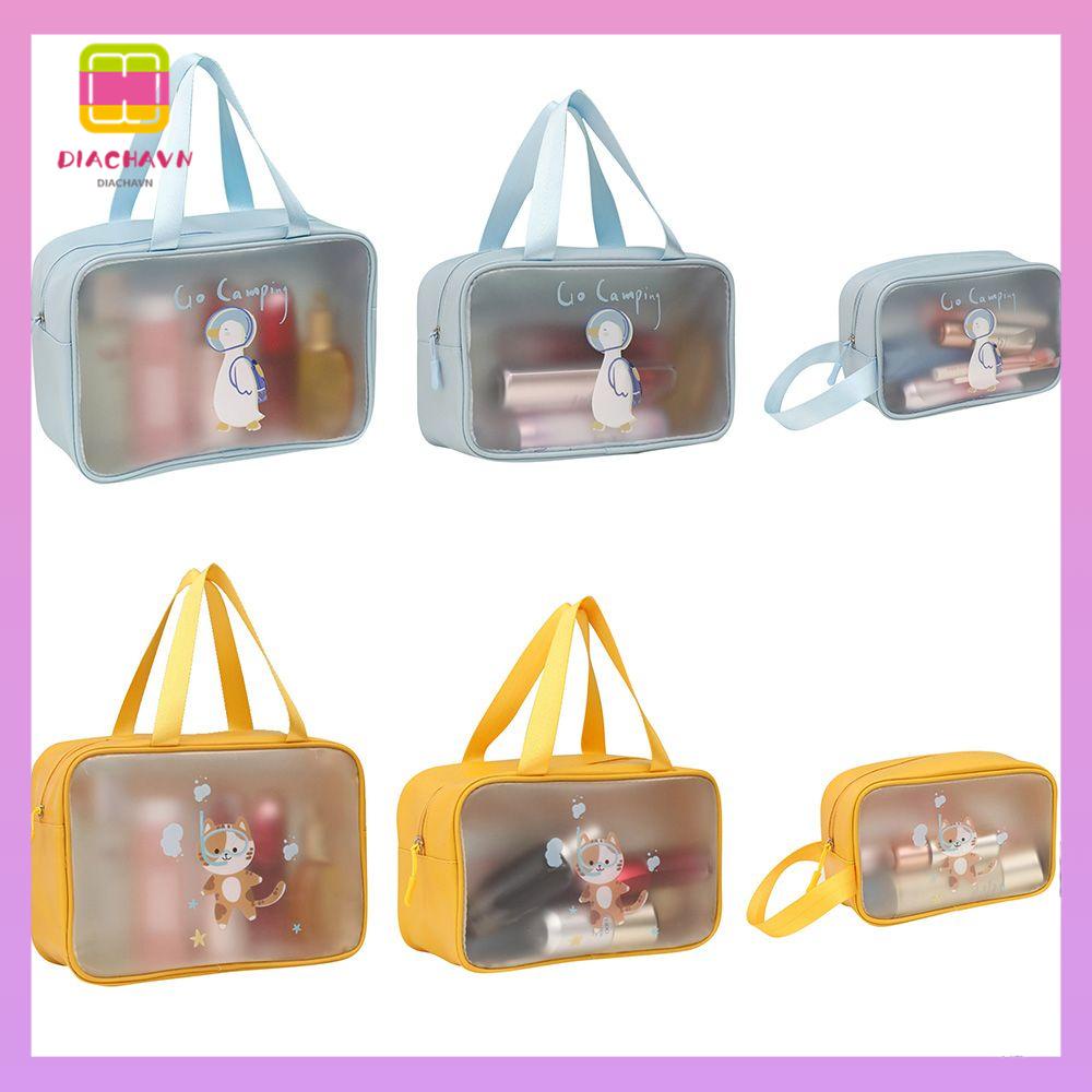 DIACHAVN Túi Đựng Mỹ Phẩm Da PU Chống Thấm Nước Có Khóa Kéo Tiện Dụng