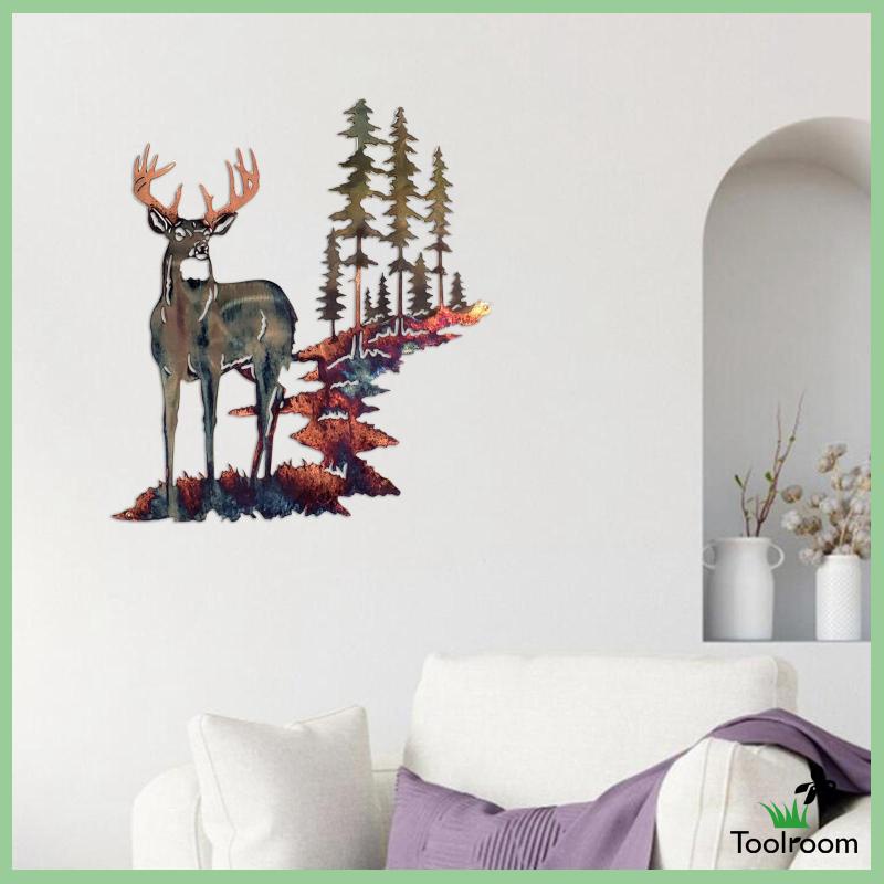 Tranh Treo Tường Trang Trí Nội Thất Hình Nai Bằng Kim Loại