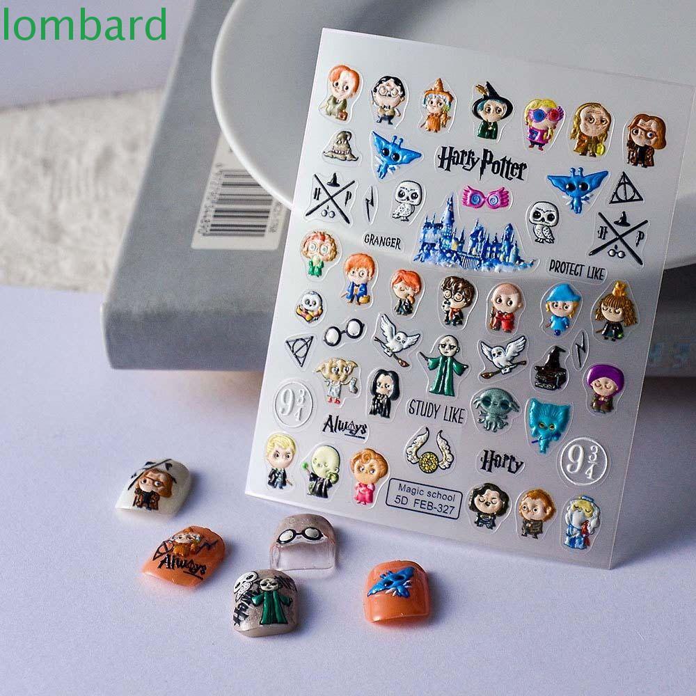 LOMBARD Miếng Dán Trang Trí Móng Tay Hình Mèo Kitty Hoạt Hình Dễ Thương