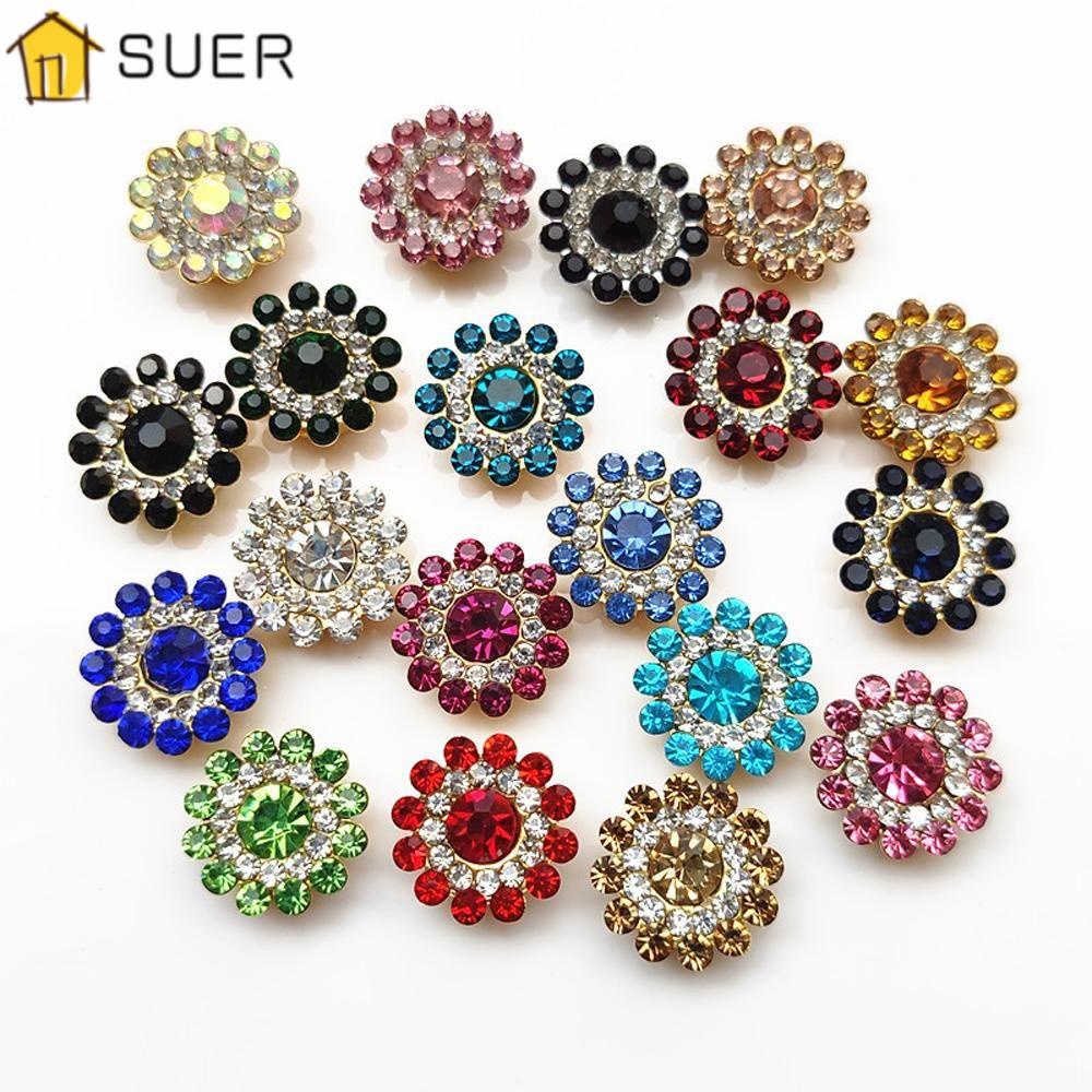 SUENIN 10 Khuy Áo Hình Bông Hoa Đính Đá 14mm