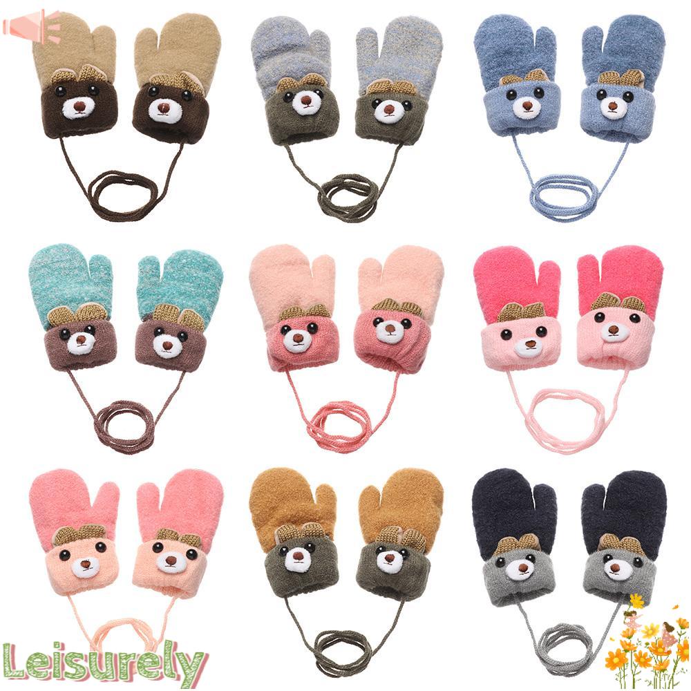 LEILY Găng Tay Dày Dặn Co Giãn Giữ Ấm Cho Bé 0-3 Tuổi