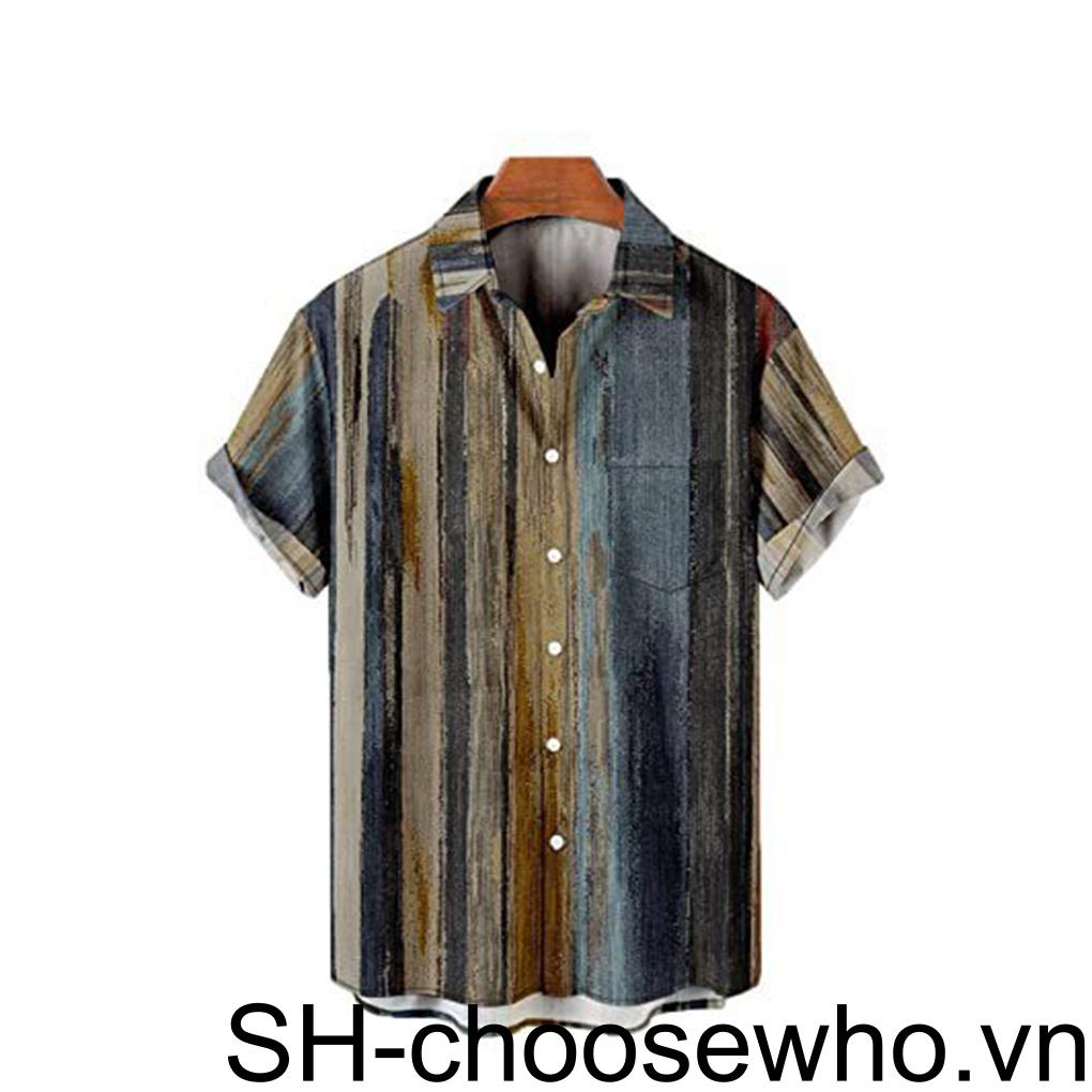 Áo Sơ Mi Mùa Hè Bằng Polyester Thoáng Khí Thoải Mái Dễ Vệ Sinh Phong Cách Hawaiian Hợp Thời Trang Cho Nam