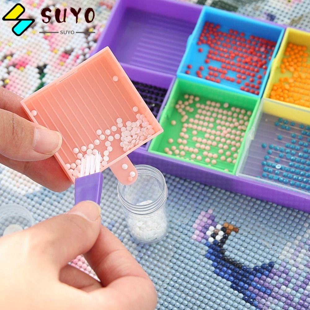 SUYO Bộ Dụng Cụ Khay Đựng Hạt Cườm 6 Ngăn Sức Chứa Lớn Tiện Dụng Cho Thêu Tranh Chữ Thập / Đất Sét