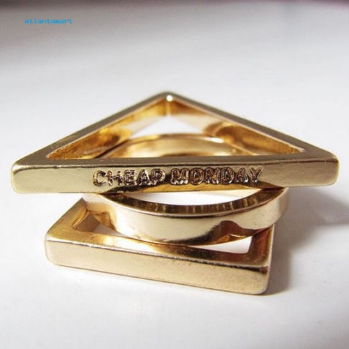 Túi Đựng Đồ Dùng Cao Cấp Tiện Dụng| Bộ 3 Nhẫn Hình Học / Vuông / Tam Giác Màu Vàng Dễ Thương Thời Trang Cho Nữ