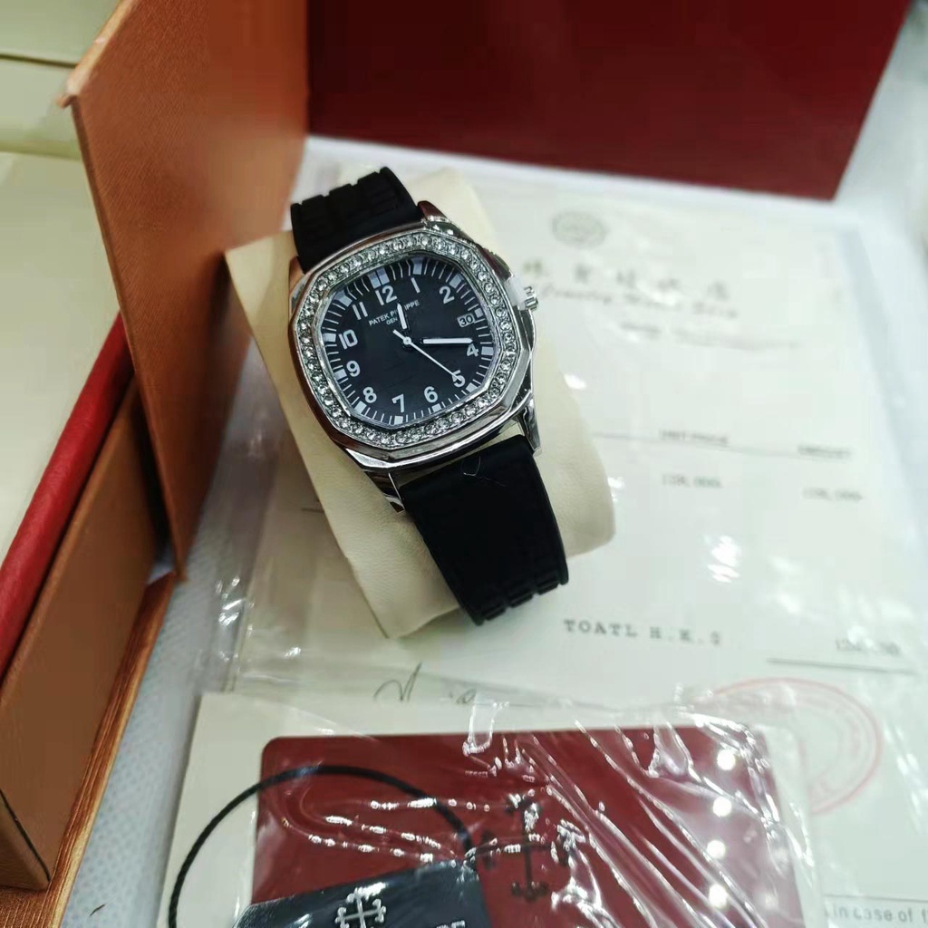 Patek * Đồng Hồ Đeo Tay Đính Kim Cương Philippe Dây Cao Su Thoải Mái Đa Năng Cho Nữ
