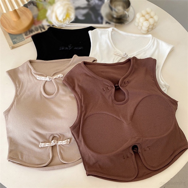 Áo Croptop Sát Nách Cổ Tròn Phong Cách Vintage