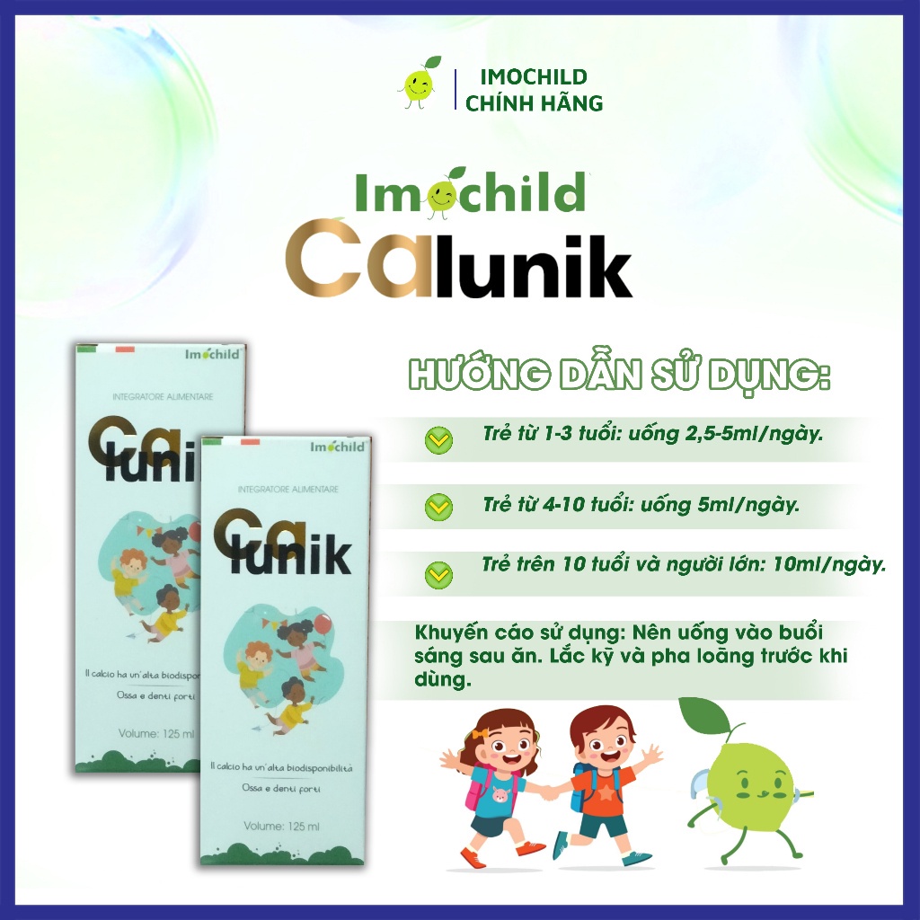 Combo 2 Hộp Tăng Đề Kháng + Canxi Calunik Imochild, Giúp Bé Cao Lớn Khỏe Mạnh - IMOCHILD Kiện 2 Hộp