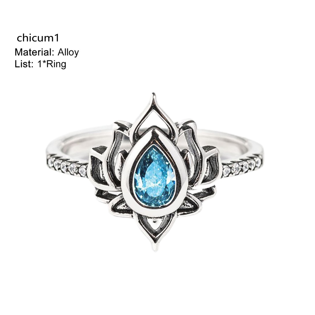 Nhẫn Đính Đá Hình Giọt Nước Lấp Lánh Phong Cách Vintage