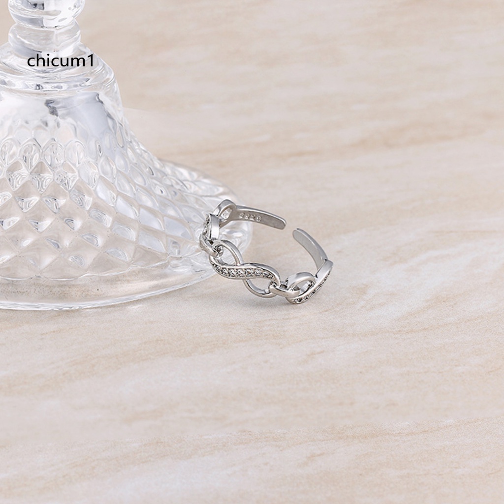 Nhẫn Hở Hình Số 8 Đính Đá Lấp Lánh Tùy Chỉnh Thời Trang Cho Nữ