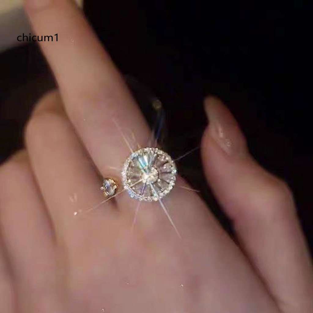 Nhẫn Hở Đính Đá Zircon Sang Trọng Chống Oxy Hóa Không Phai Màu Tùy Chỉnh Thời Trang Cho Nữ