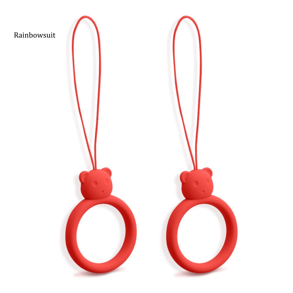 Set 2 Dây Đeo Điện Thoại Bằng Silicon Hình Gấu Hoạt Hình Thông Dụng