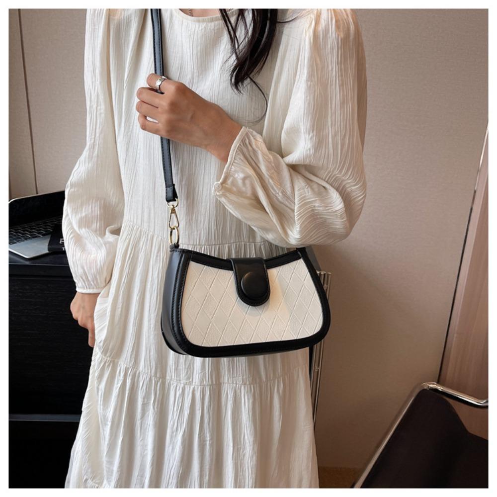 EBINLANDS Túi Đeo Vai / Kẹp Nách Bằng Da PU Họa Tiết Sọc Caro Màu Trơn Phong Cách Vintage Thời Trang Cho Nữ