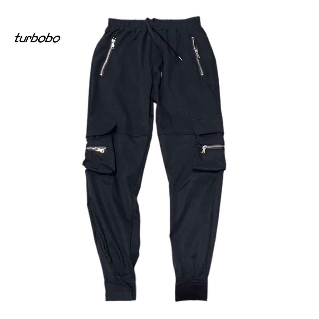 Turbobo Quần Dài Lưng Thun Dây Rút Co Giãn Nhiều Túi Dành Cho Nam Tập Thể Thao Leo Núi