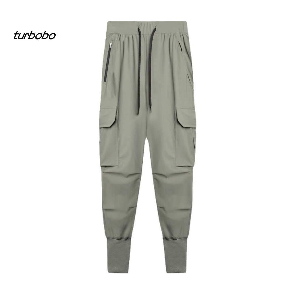 Quần Dài Thể Thao Màu Trơn Mau Khô Có Túi Dây Rút Co Giãn Thời Trang Mùa Hè Cho Nam