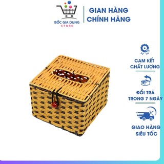 Giỏ Nhựa Giả Mây Có Nắp Cài Tiện Dụng