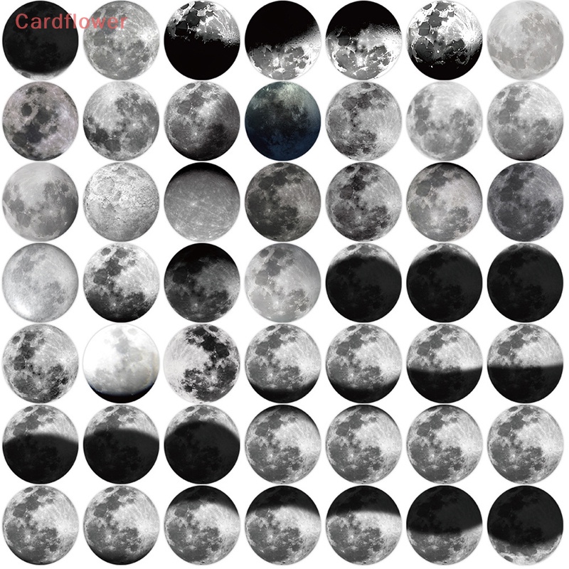 Bộ 50 Miếng Dán Trang Trí Hình Mặt Trăng Đen Trắng Độc Đáo