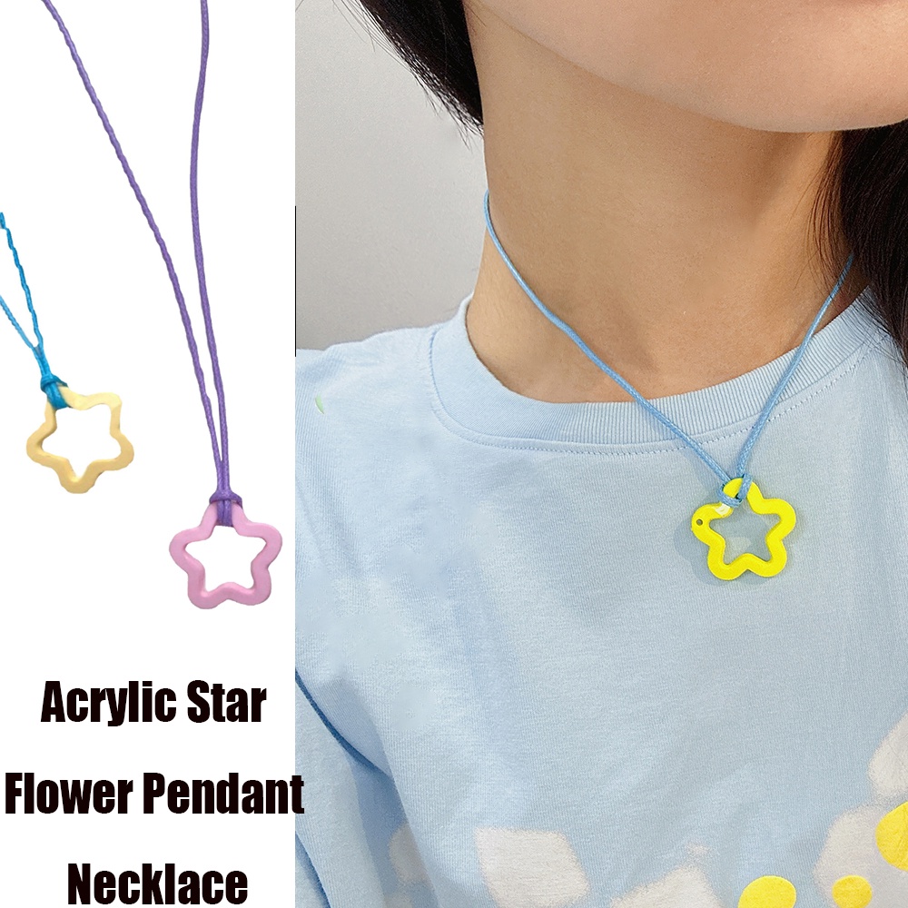 Vòng Cổ Choker Y2k Mặt Acrylic Hình Hoa Ngôi Sao Nhiều Màu Sắc Sáng Tạo Cho Nữ