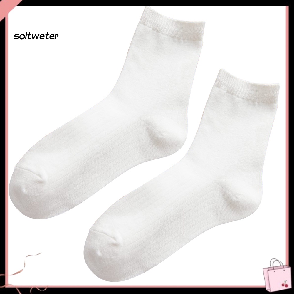 Vớ Cotton Mềm Mại Màu Trơn Thoáng Khí Giữ Ấm Mùa Đông Cho Nữ