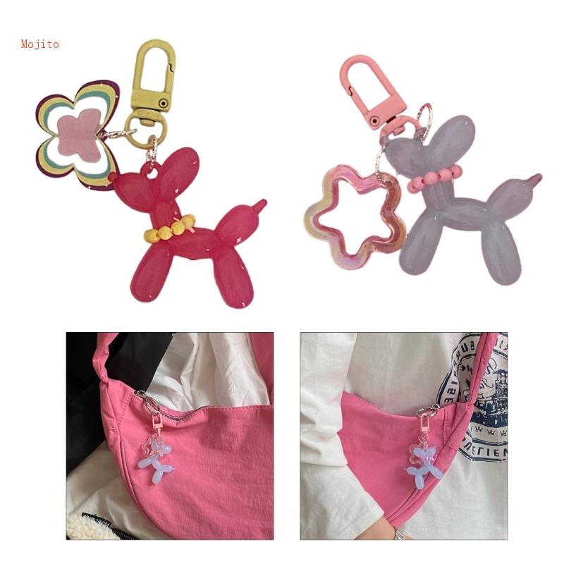 Mojito Móc Khóa Nhựa Resin Hình Chú Chó Và Bông Hoa Khoét Rỗng Dễ Thương
