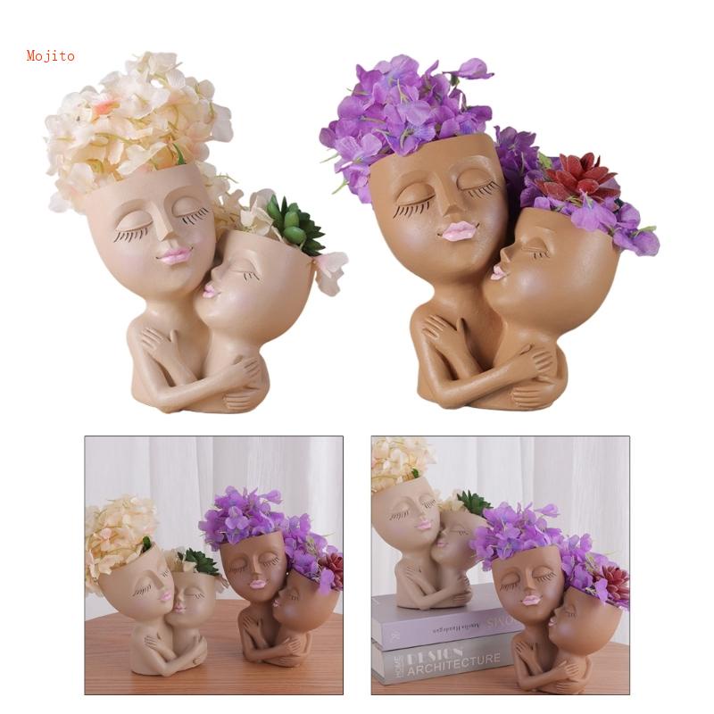 Chậu Hoa Bằng Nhựa Resin Hình Cặp Đôi Độc Đáo Trang Trí Sân Vườn