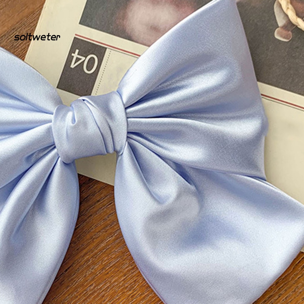 Kẹp Tóc Đính Nơ Bằng Vải Satin Cỡ Lớn Thời Trang Cho Nữ