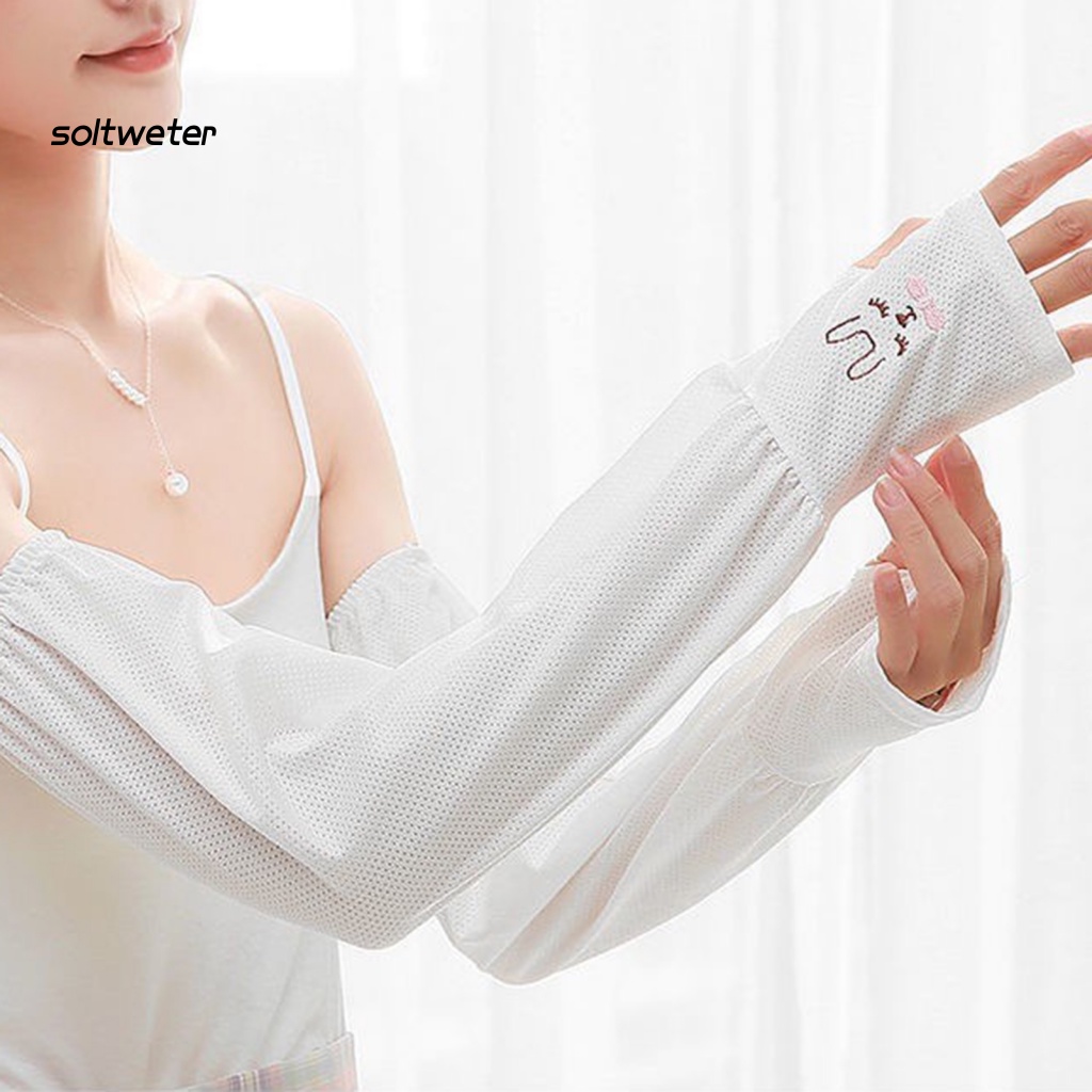 1 Cặp Ống Tay Áo Chống Nắng Thoáng Khí Thấm Hút Mồ Hôi Nhanh Khô Thêu Hình Thỏ Dễ Thương Tiện Dụng Mang Theo Du Lịch / Cắm Trại