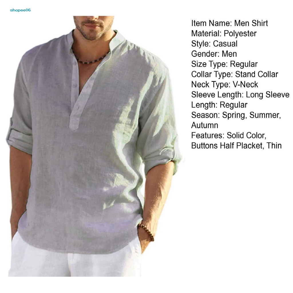 Áo Sơ Mi Nam Dài Tay Cổ Chữ V Màu Sắc Thanh Lịch