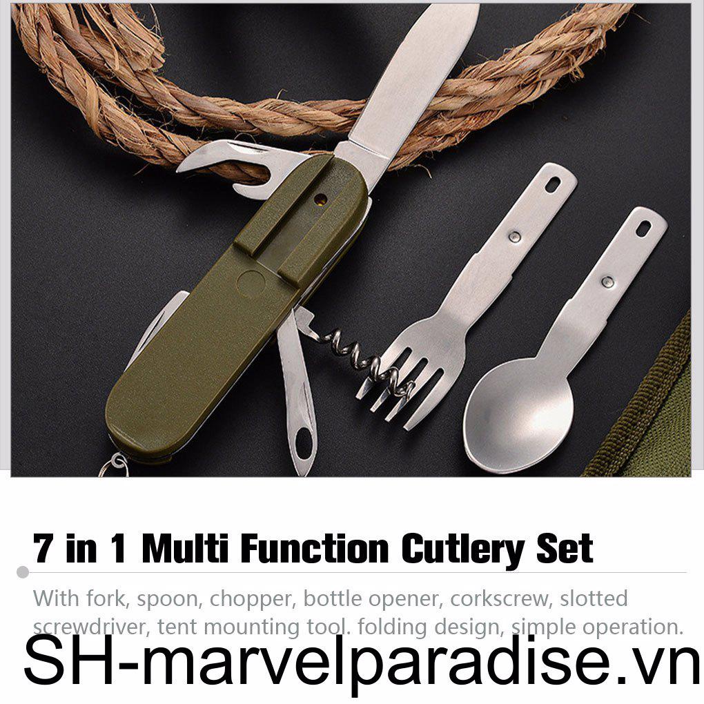 Bộ Muỗng Nĩa Ăn Có Thể Gấp Gọn Kèm Túi Đựng Tiện Dụng Mang Theo Du Lịch / Cắm Trại
