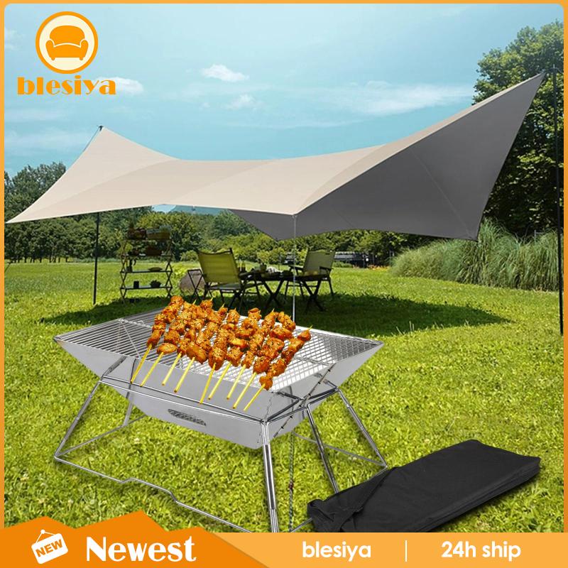 Vỉ Nướng Bbq Bằng Thép Không Gỉ Có Thể Gấp Gọn Tiện Dụng Cho Gia Đình / Đi Biển / Cắm Trại