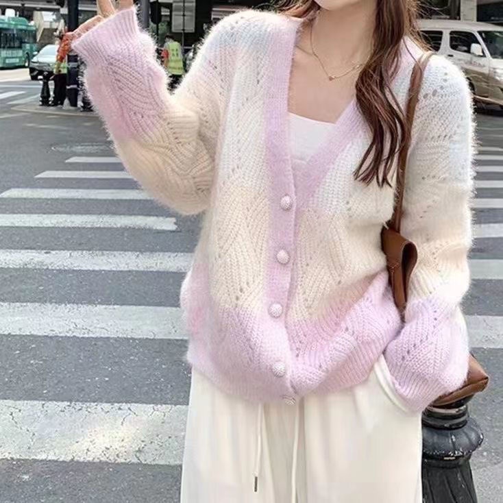 Mới Áo Khoác Cardigan Dệt Kim Tay Dài Dáng Rộng Mềm Mại