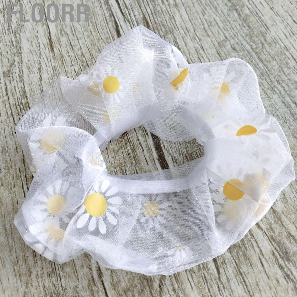 Floorr Hair Scrunchies Elastic Soft Gauze Daisy Pattern Large Intestine Bands Accessories