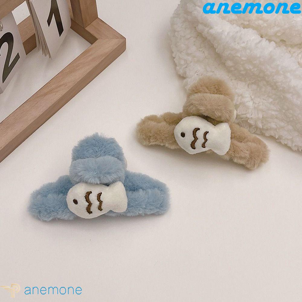ANEMONE Kẹp Tóc Đuôi Cá Đính Lông Thời Trang Hàn Quốc Cho Nữ