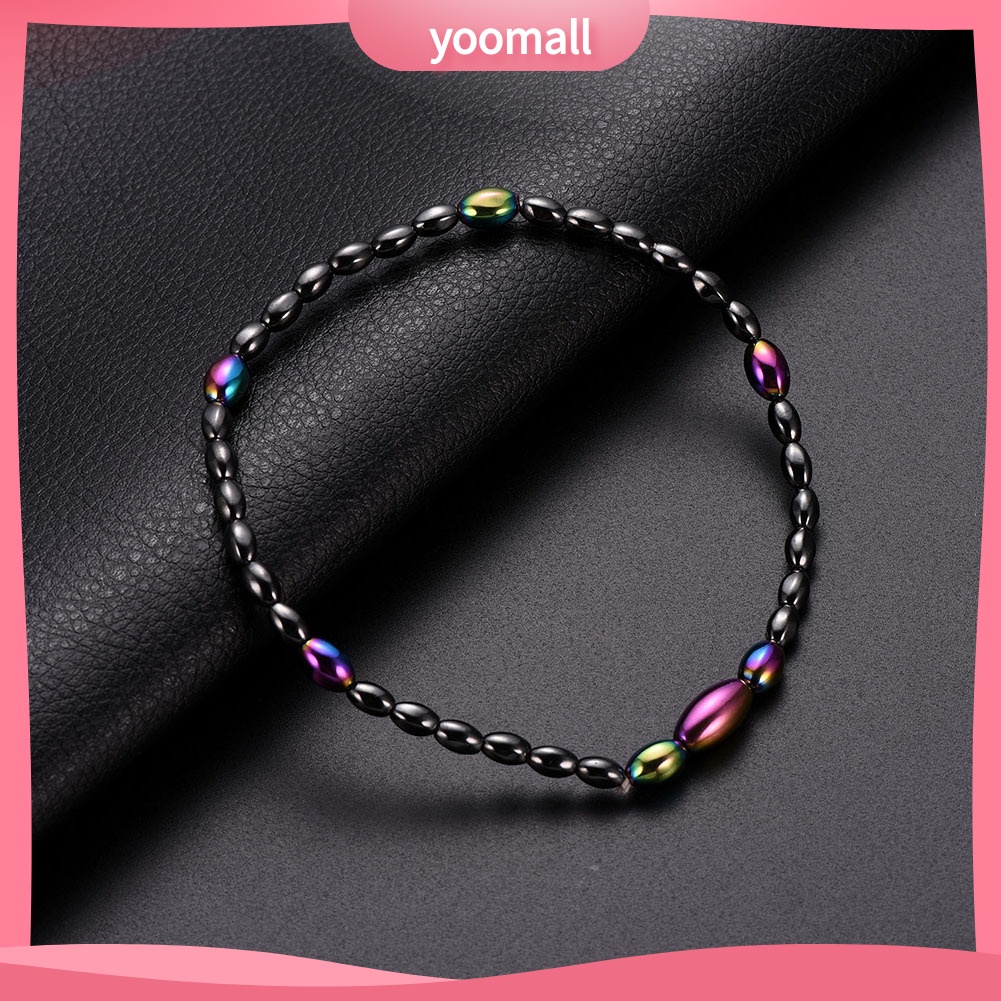 Lắc Chân Chuỗi Hạt Đá Hematite Nhân Tạo Màu Cầu Vồng Thời Trang Cho Nữ