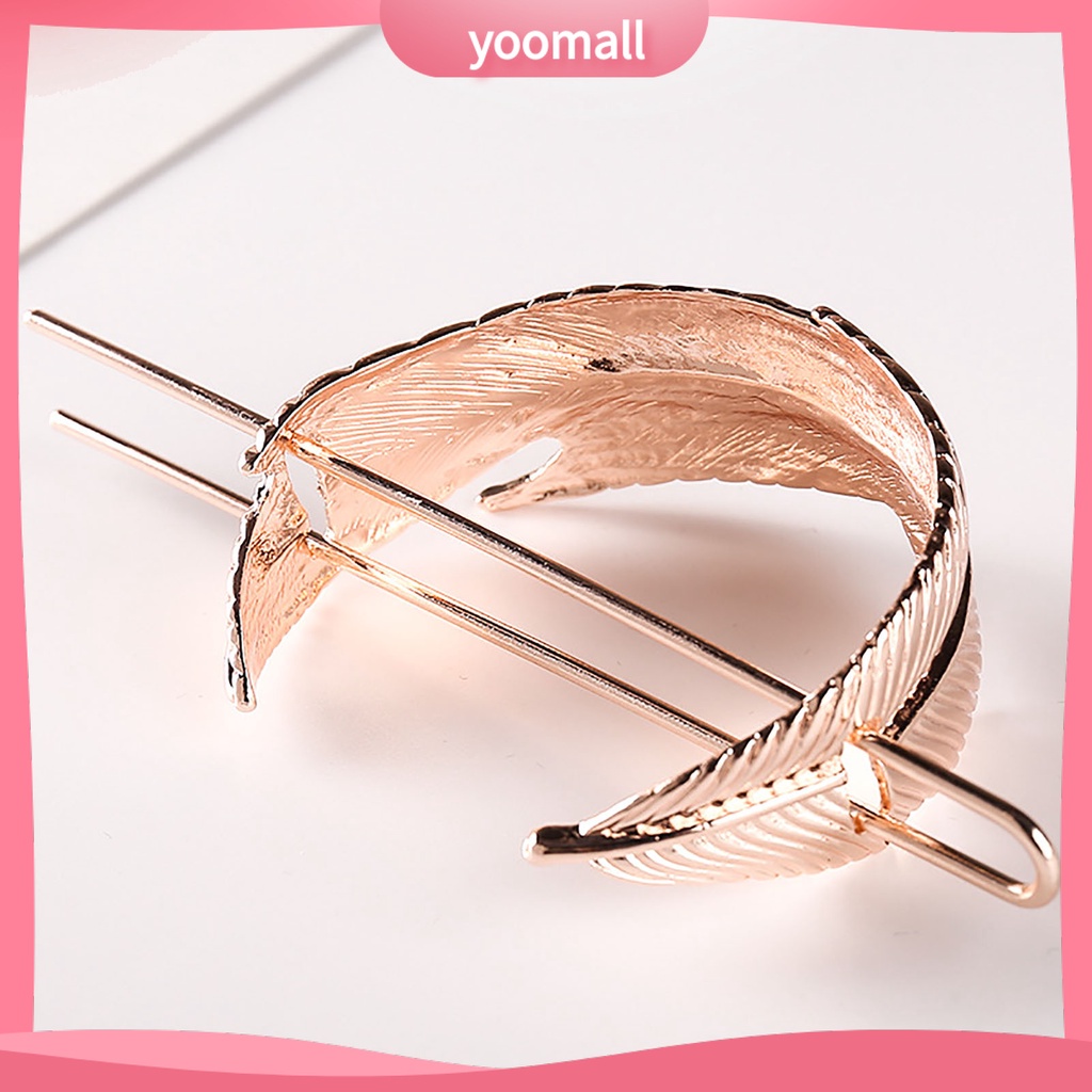 Kẹp Tóc Hình Lông Vũ Tròn Bằng Hợp Kim Chống Trượt