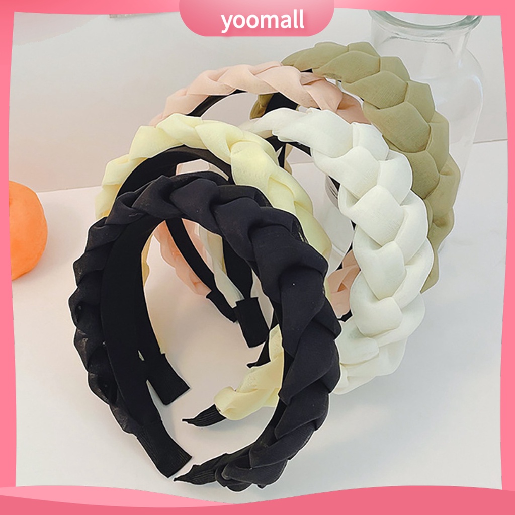 Băng Đô Rửa Mặt Sợi Lưới Bản Rộng Chống Trượt Họa Tiết Xoắn Cho Nữ