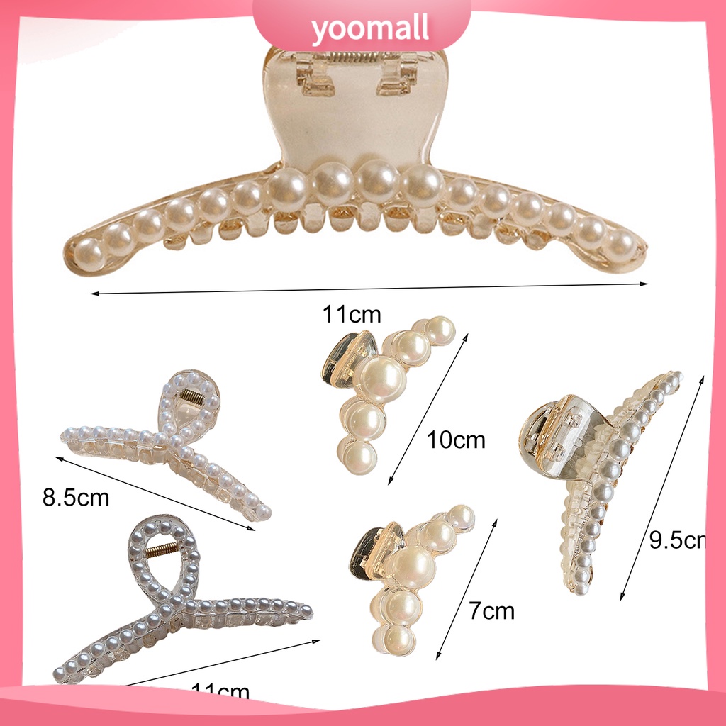 Kẹp Tóc Càng Cua Lớn Bằng Nhựa Đính Ngọc Trai Nhân Tạo Xinh Xắn