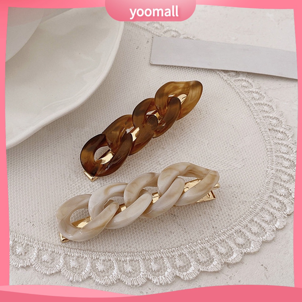 Set 1 / 2 Kẹp Tóc Dạng Chuỗi Hạt Ngọc Trai Giả Bằng Kim Loại