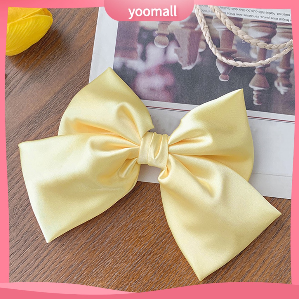 Kẹp Tóc Nơ Satin Trơn Mịn Trang Trí Xinh Xắn Cho Nữ