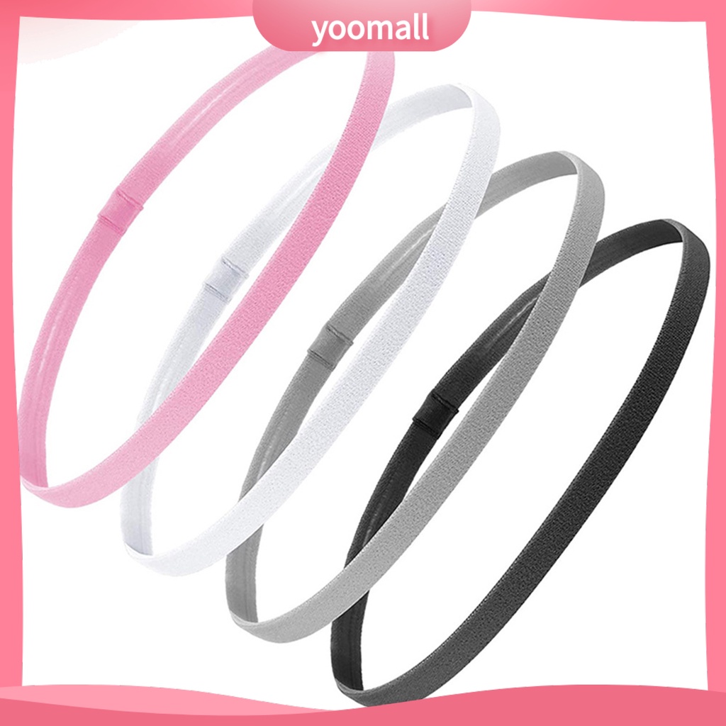 [YM] Băng Đô Thể Thao Mềm Co Giãn Tốt Chống Trượt Thấm Hút Mồ Hôi Màu Trơn Dành Cho Chạy Bộ