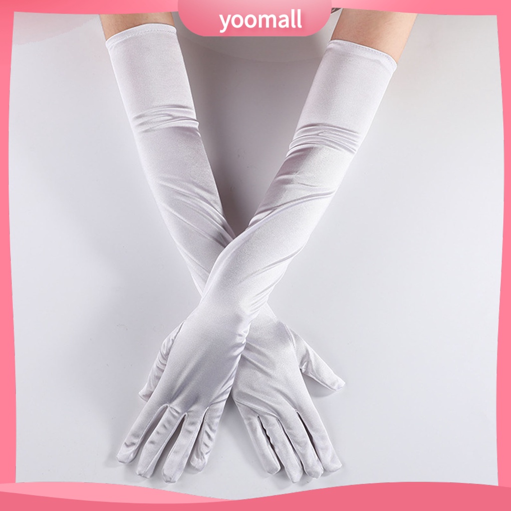 1 Đôi Găng Tay Dài Đến Khuỷu Tay Bằng Vải Satin Siêu Mềm Co Giãn Không Phai Màu Trang Trí Tiệc Cưới Cho Nữ