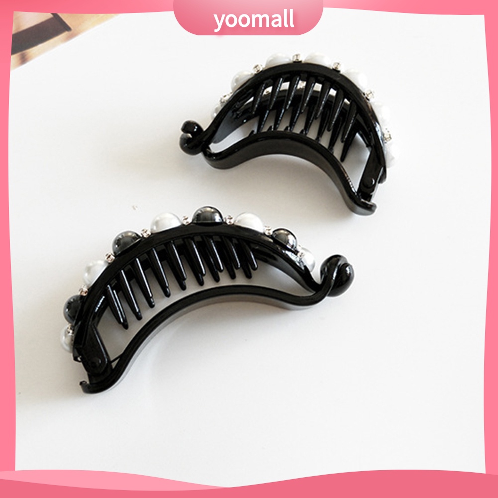 Kẹp Tóc Đuôi Ngựa Đính Đá / Ngọc Trai Giả Hình Oval Rỗng Cho Nữ