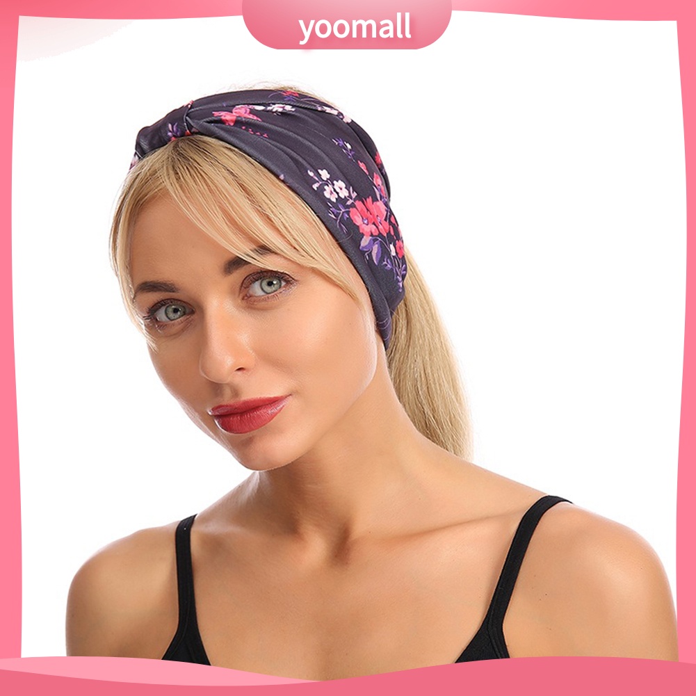 Băng Đô Bản Rộng Chống Mồ Hôi In Họa Tiết Hoa Rằn Ri Dùng Khi Tập Gym Dành Cho Nữ