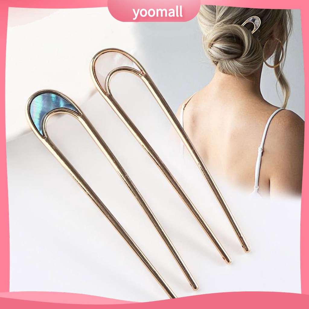 Kẹp Tóc Chữ U Bằng Thép Không Gỉ Màu Trơn Chống Biến Dạng Dành Cho Nữ