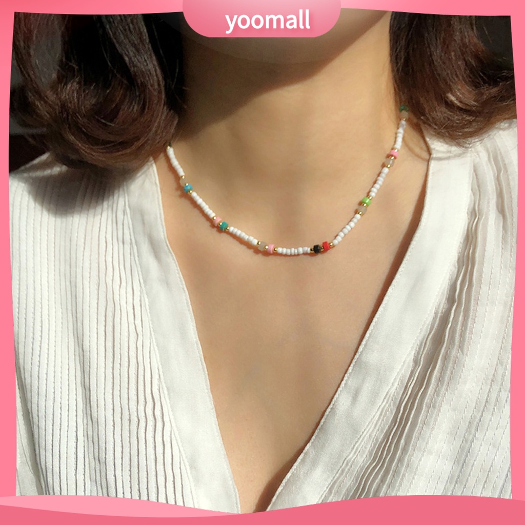 Vòng Cổ Choker Phối Hạt Đá Quý Nhân Tạo Phong Cách Bohemian Thời Trang