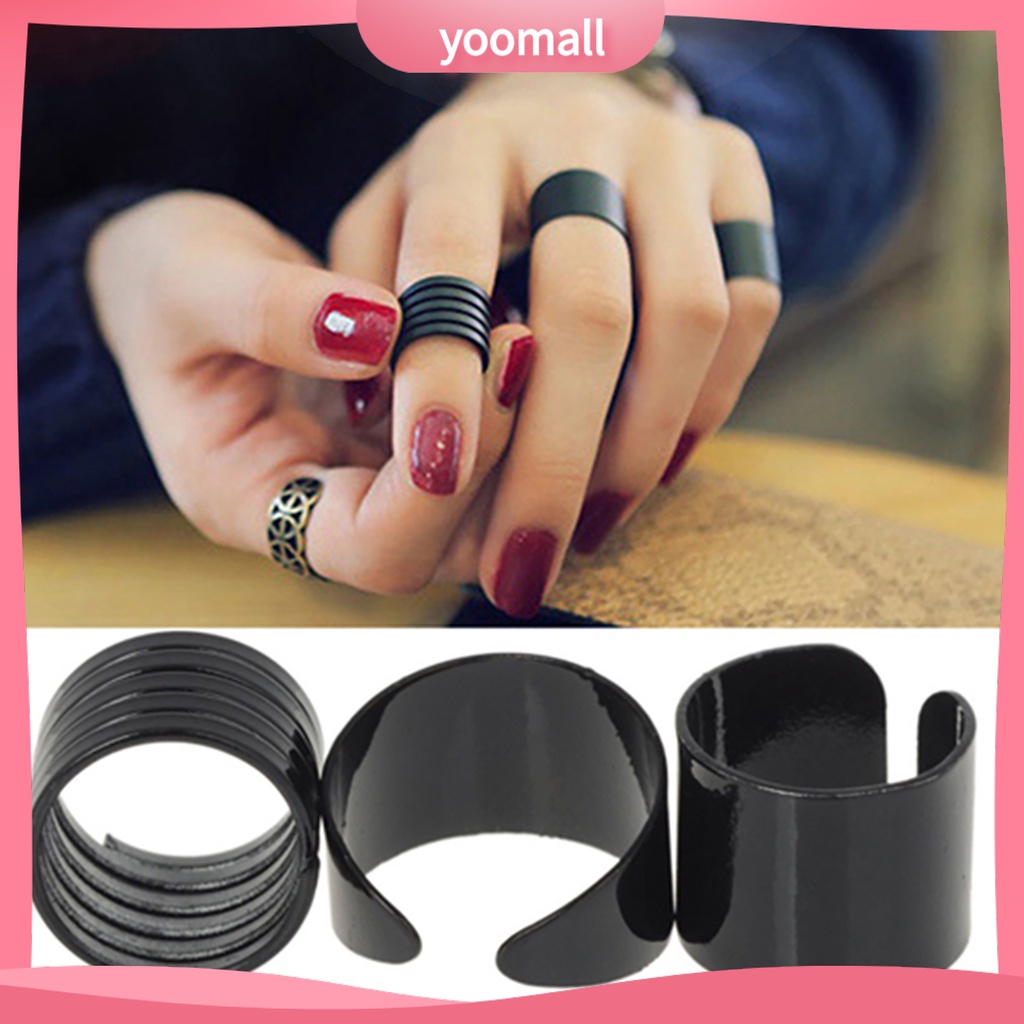 Bộ 3 Nhẫn Đeo Đốt Ngón Tay Màu Đen Trơn Thời Trang