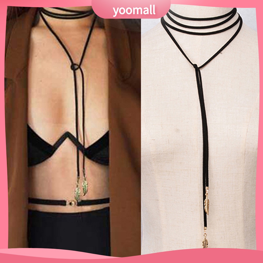 Vòng Cổ Choker Dây Nhung Mặt Lông Vũ Phong Cách Punk Cá Tính