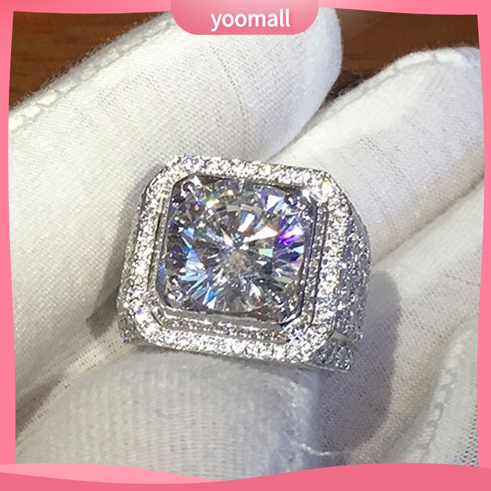 Nhẫn Bản Rộng Đính Đá Thời Trang Cho Nam