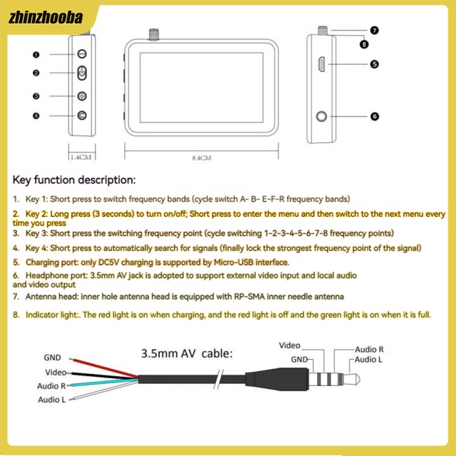 Fs Thiết Bị Nhận Tín Hiệu Màn Hình Cầm Tay 3 Inch 5.8ghz 40ch Cho Máy Bay Điều Khiển Từ Xa Fpv