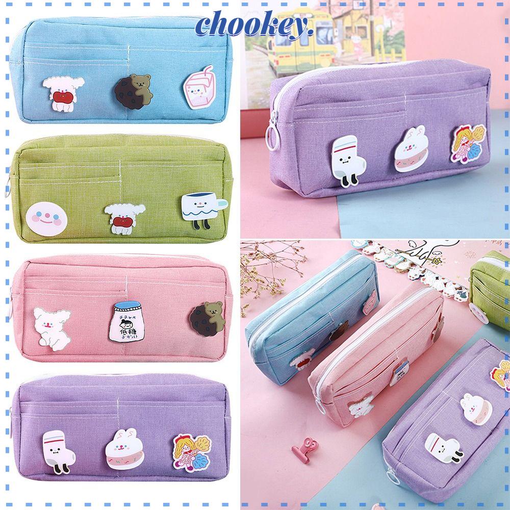 CHOOKEY Túi Đựng Bút Bằng Vải Canvas In Hình Động Vật Dễ Thương Dùng Làm Quà Tặng